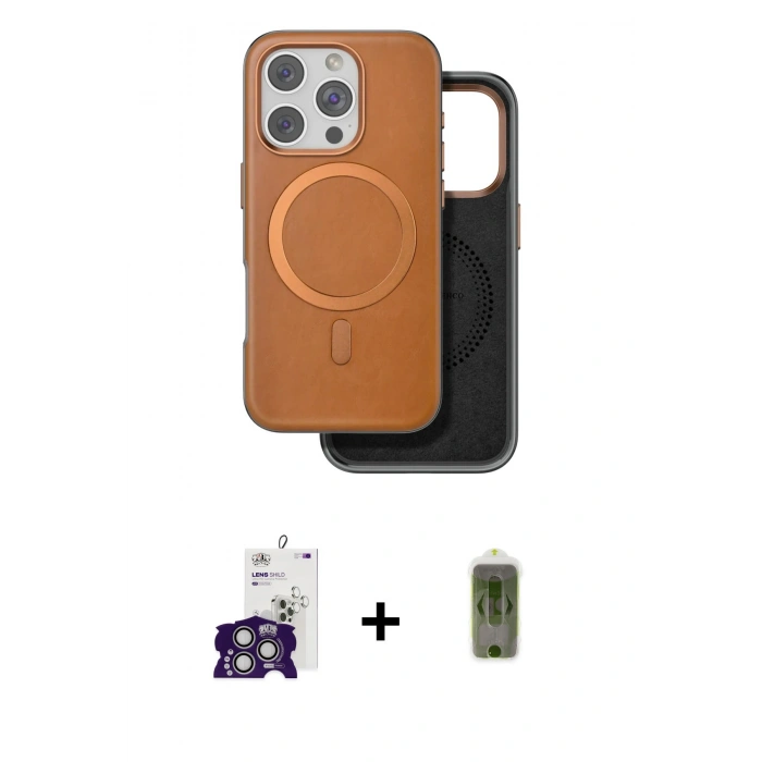 MARSİLYAN™- iPhone 16 Pro Max Kılıf Pusula Işık Koleksiyonu - Siyah Joko Magic 5D Hayalet Cam + Bilvis Titan Kamera Lens - GS