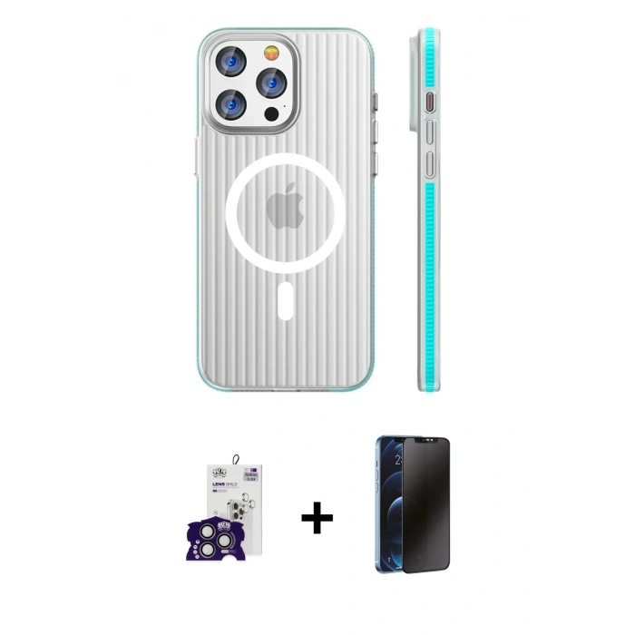 MARSİLYAN™- iPhone 16 Pro Max Kılıf Pusula Minimal Koleksiyonu - Siyah 3D Antistatik Hayalet Cam Ekran Koruyucu + Bilvis Titan Kamera Lens - TMGI