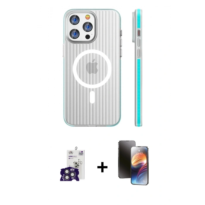 MARSİLYAN™- iPhone 16 Pro Max Kılıf Pusula Minimal Koleksiyonu - Siyah 3D Antistatik Mat Seramik Nano Ekran Koruyucu + Bilvis Titan Kamera Lens - TMGI