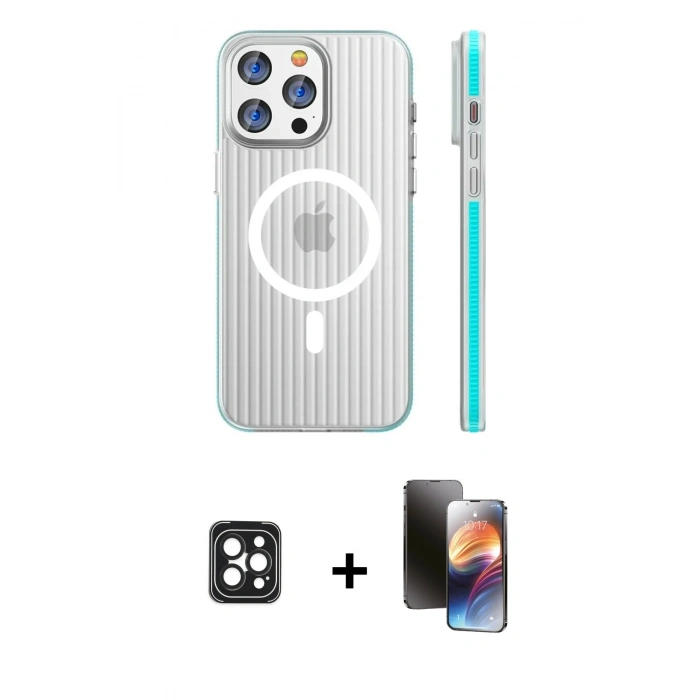 MARSİLYAN™- iPhone 16 Pro Max Kılıf Pusula Minimal Koleksiyonu - Siyah 3D Antistatik Mat Seramik Nano Ekran Koruyucu + Siyah PVD Metal Kamera Lens