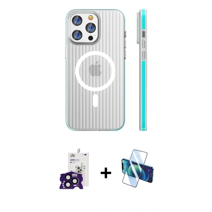 MARSİLYAN™- iPhone 16 Pro Max Kılıf Pusula Minimal Koleksiyonu - Siyah 3D Antistatik Seramik Nano Ekran Koruyucu + Siyah Bilvis Titan Kamera Lens