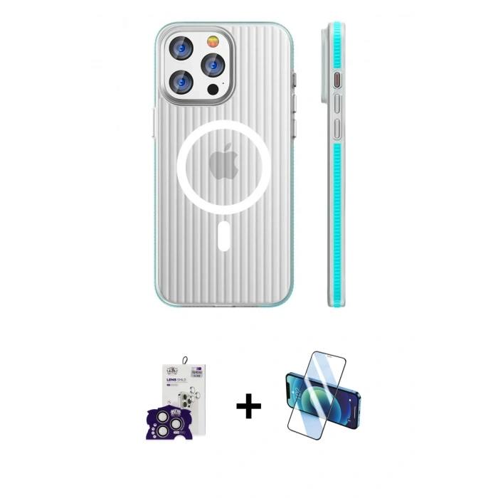 MARSİLYAN™- iPhone 16 Pro Max Kılıf Pusula Minimal Koleksiyonu - Siyah 3D Antistatik Seramik Nano Ekran Koruyucu + Bilvis Titan Kamera Lens - TMGI