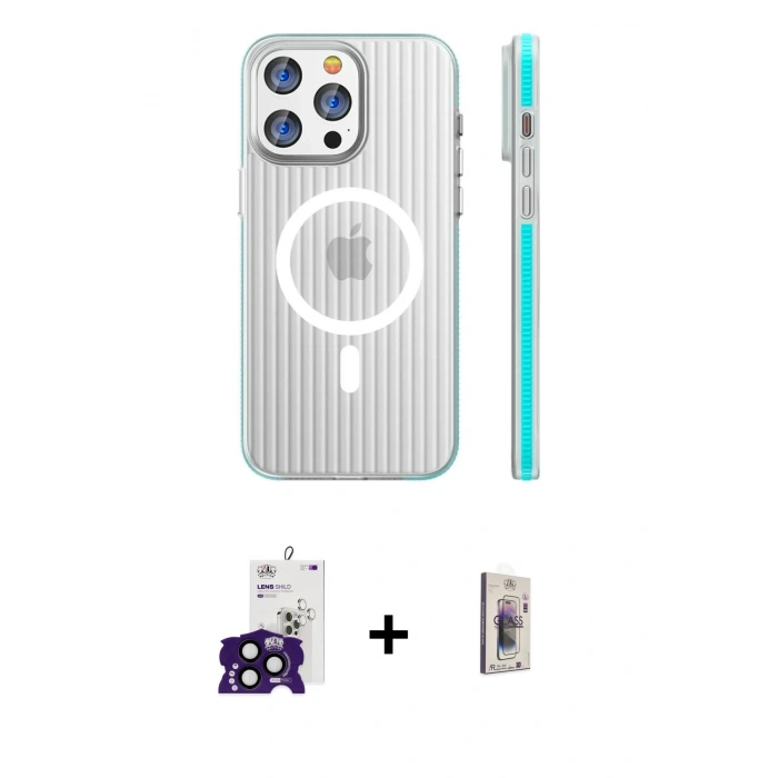 MARSİLYAN™- iPhone 16 Pro Max Kılıf Pusula Minimal Koleksiyonu - Siyah Bilvis 3D Cam Ekran Koruyucu + Bilvis Titan Kamera Lens - SH