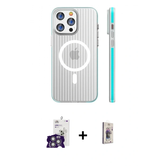 MARSİLYAN™- iPhone 16 Pro Max Kılıf Pusula Minimal Koleksiyonu - Siyah Bilvis 3D Cam Ekran Koruyucu + Gümüş Bilvis Titan Kamera Lens