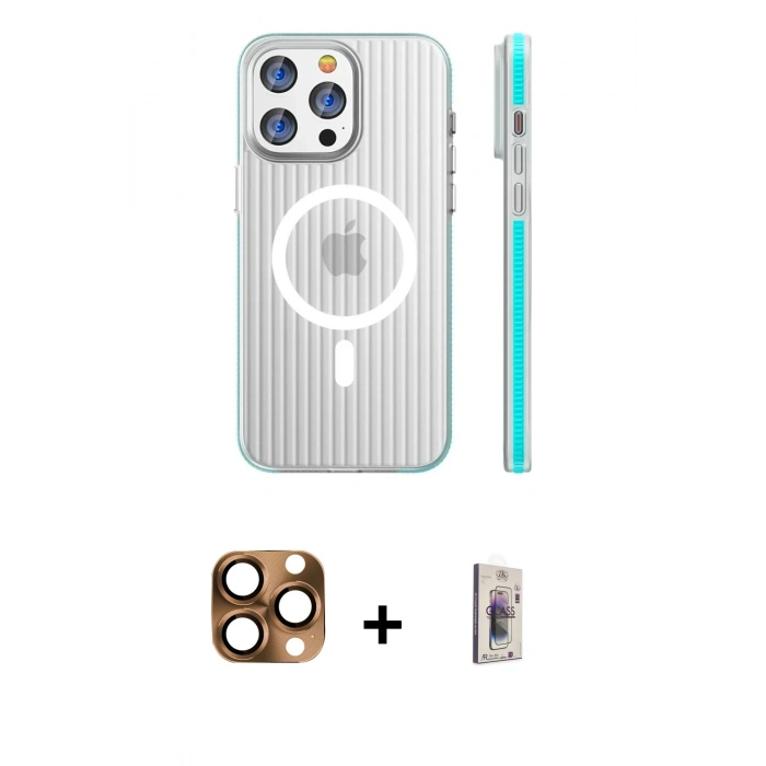 MARSİLYAN™- iPhone 16 Pro Max Kılıf Pusula Minimal Koleksiyonu - Siyah Bilvis 3D Cam Ekran Koruyucu + Pers Alüminyum Kamera Lens - CLTM