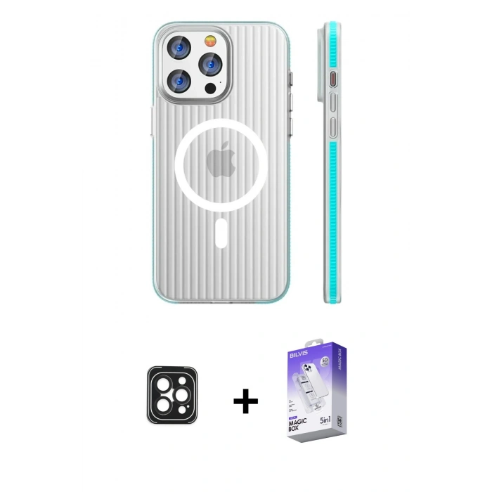 MARSİLYAN™- iPhone 16 Pro Max Kılıf Pusula Minimal Koleksiyonu - Siyah Bilvis 5in1 3D Magic Cam Ekran Koruyucu + Siyah PVD Metal Kamera Lens