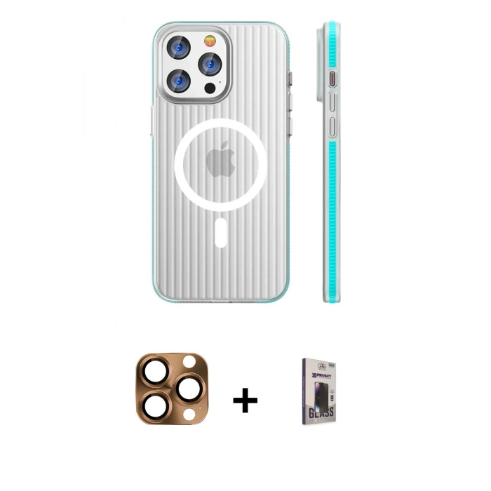 MARSİLYAN™- iPhone 16 Pro Max Kılıf Pusula Minimal Koleksiyonu - Siyah Bilvis Hayalet Cam Ekran Koruyucu + Pers Alüminyum Kamera Lens - CLTM