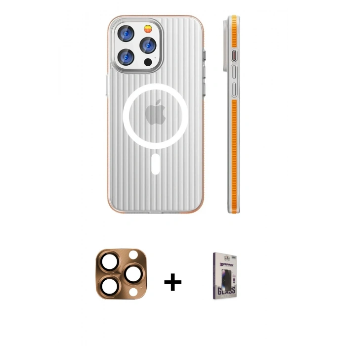 MARSİLYAN™- iPhone 16 Pro Max Kılıf Pusula Minimal Koleksiyonu - Siyah Bilvis Hayalet Cam Ekran Koruyucu + Pers Alüminyum Kamera Lens - CLTM