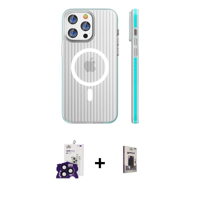 MARSİLYAN™- iPhone 16 Pro Max Kılıf Pusula Minimal Koleksiyonu - Siyah Bilvis Hayalet Cam Ekran Koruyucu + Bilvis Titan Kamera Lens - SH
