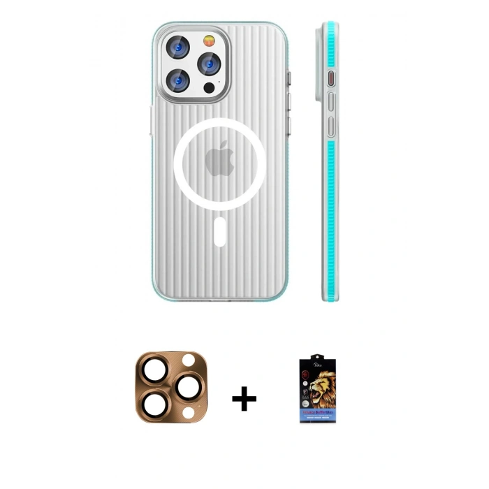 MARSİLYAN™- iPhone 16 Pro Max Kılıf Pusula Minimal Koleksiyonu - Siyah Buffer Hayalet Cam Ekran Koruyucu + Pers Alüminyum Kamera Lens - CLTM