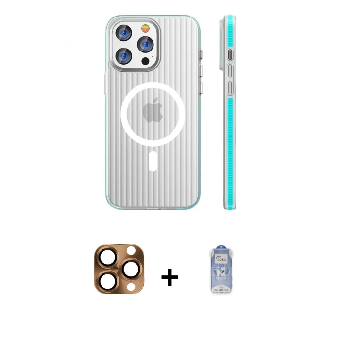 MARSİLYAN™- iPhone 16 Pro Max Kılıf Pusula Minimal Koleksiyonu - Siyah Joko Magic 5D Cam + Pers Alüminyum Kamera Lens - CLTM