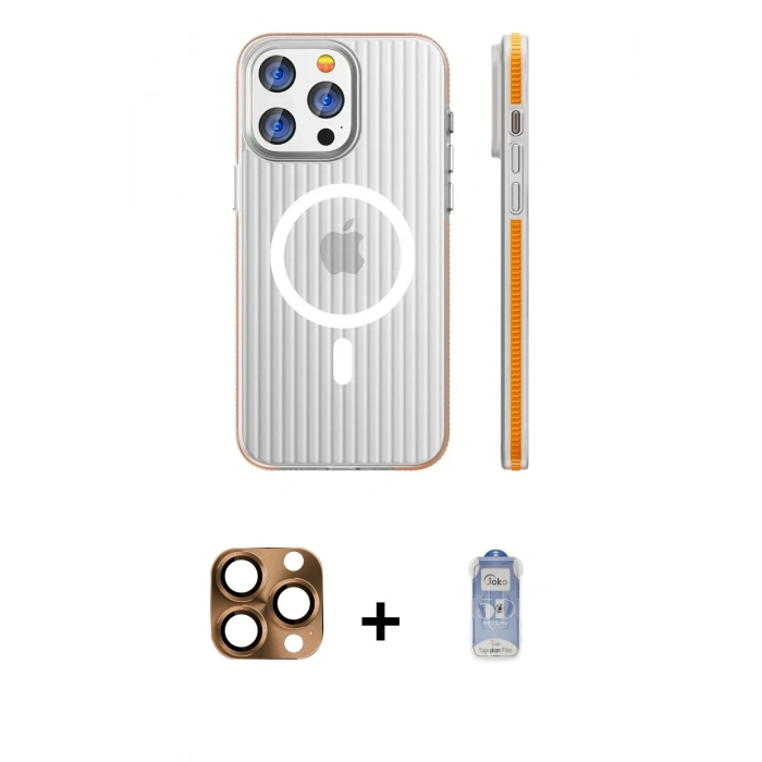 MARSİLYAN™- iPhone 16 Pro Max Kılıf Pusula Minimal Koleksiyonu - Siyah Joko Magic 5D Cam + Pers Alüminyum Kamera Lens - CLTM