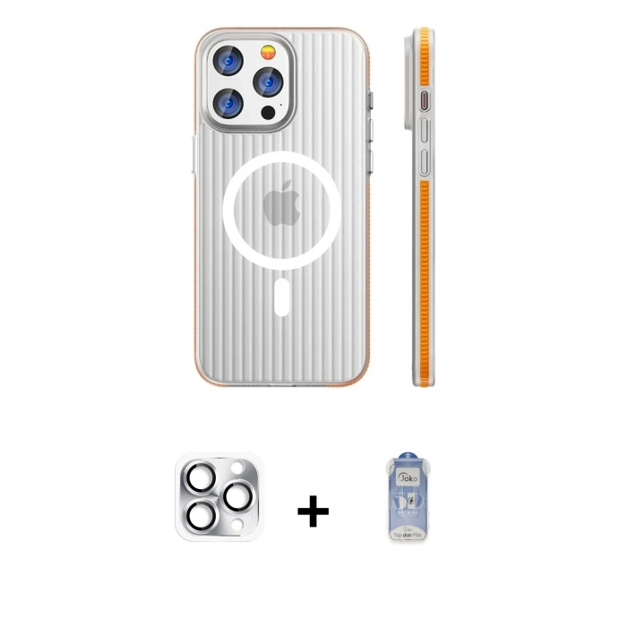 MARSİLYAN™- iPhone 16 Pro Max Kılıf Pusula Minimal Koleksiyonu - Siyah Joko Magic 5D Cam + Pers Alüminyum Kamera Lens - GS