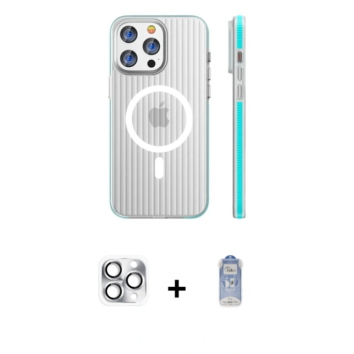 MARSİLYAN™- iPhone 16 Pro Max Kılıf Pusula Minimal Koleksiyonu - Siyah Joko Magic 5D Cam + Pers Alüminyum Kamera Lens - GS