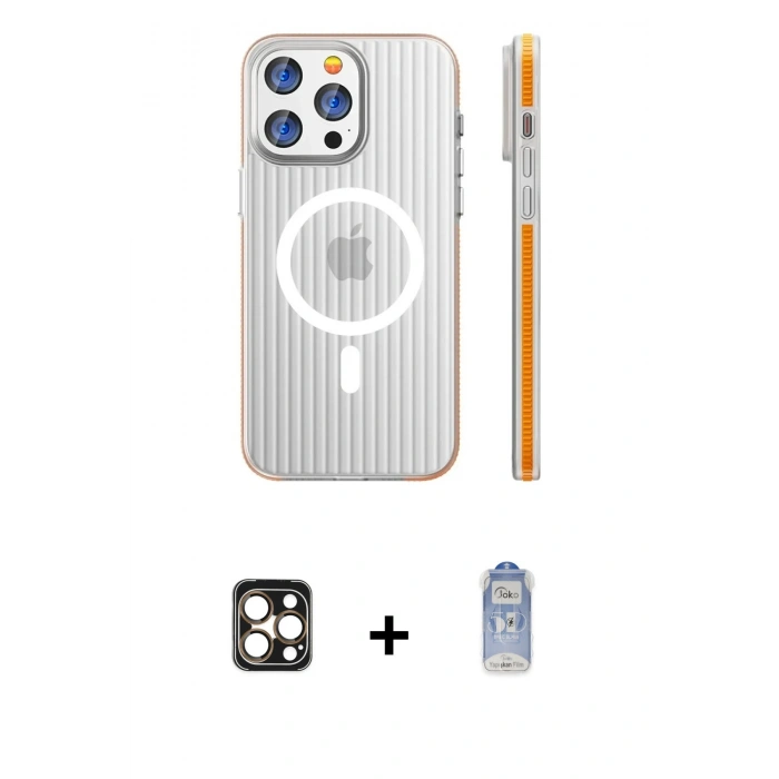 MARSİLYAN™- iPhone 16 Pro Max Kılıf Pusula Minimal Koleksiyonu - Siyah Joko Magic 5D Cam + PVD Metal Kamera Lens - GD