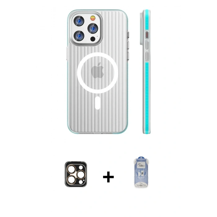 MARSİLYAN™- iPhone 16 Pro Max Kılıf Pusula Minimal Koleksiyonu - Siyah Joko Magic 5D Cam + PVD Metal Kamera Lens - GD