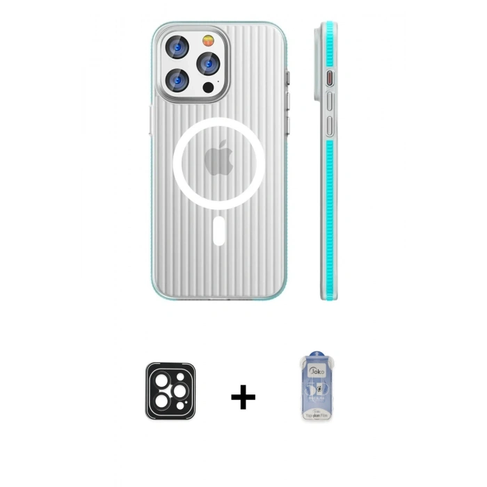 MARSİLYAN™- iPhone 16 Pro Max Kılıf Pusula Minimal Koleksiyonu - Siyah Joko Magic 5D Cam + Siyah PVD Metal Kamera Lens
