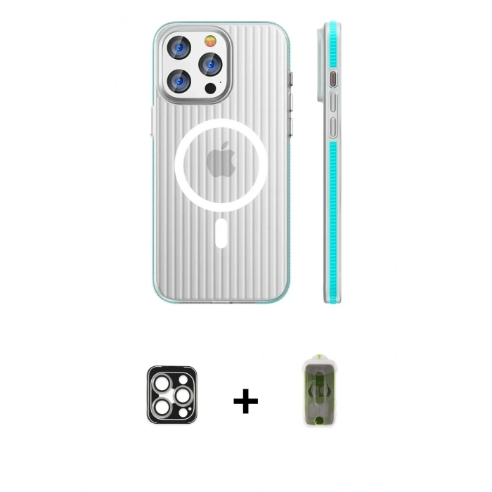 MARSİLYAN™- iPhone 16 Pro Max Kılıf Pusula Minimal Koleksiyonu - Siyah Joko Magic 5D Hayalet Cam + PVD Metal Kamera Lens - GS