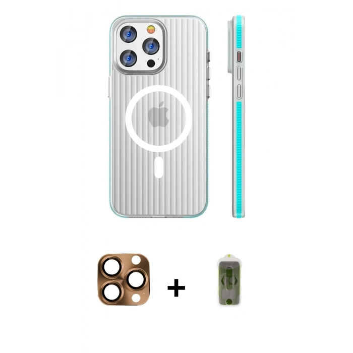 MARSİLYAN™- iPhone 16 Pro Max Kılıf Pusula Minimal Koleksiyonu - Siyah Joko Magic 5D Hayalet Cam + Pers Alüminyum Kamera Lens - CLTM