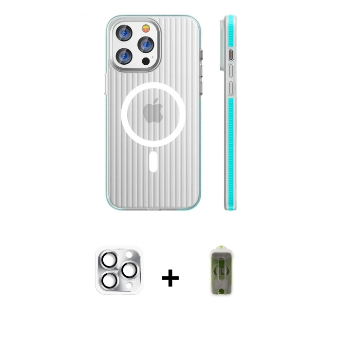 MARSİLYAN™- iPhone 16 Pro Max Kılıf Pusula Minimal Koleksiyonu - Siyah Joko Magic 5D Hayalet Cam + Pers Alüminyum Kamera Lens - GS