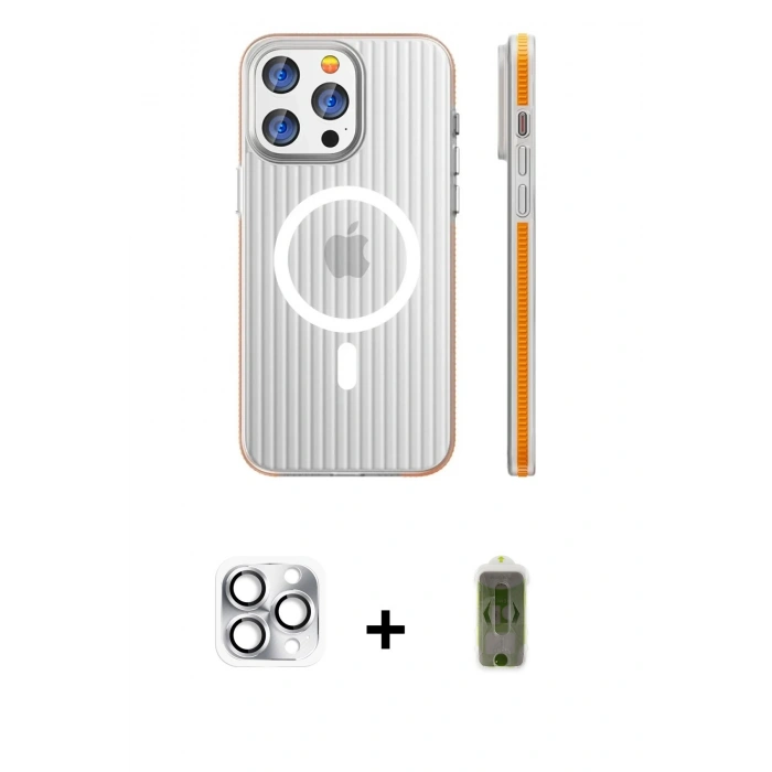 MARSİLYAN™- iPhone 16 Pro Max Kılıf Pusula Minimal Koleksiyonu - Siyah Joko Magic 5D Hayalet Cam + Pers Alüminyum Kamera Lens - GS