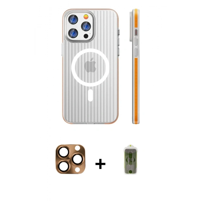 MARSİLYAN™- iPhone 16 Pro Max Kılıf Pusula Minimal Koleksiyonu - Siyah Joko Magic 5D Hayalet Cam + Pers Alüminyum Kamera Lens - CLTM