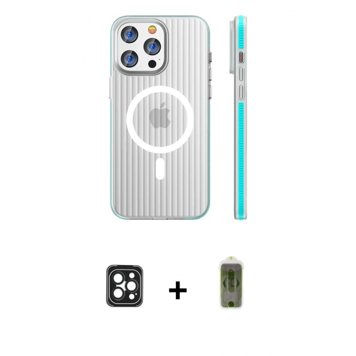 MARSİLYAN™- iPhone 16 Pro Max Kılıf Pusula Minimal Koleksiyonu - Siyah Joko Magic 5D Hayalet Cam + PVD Metal Kamera Lens - SH