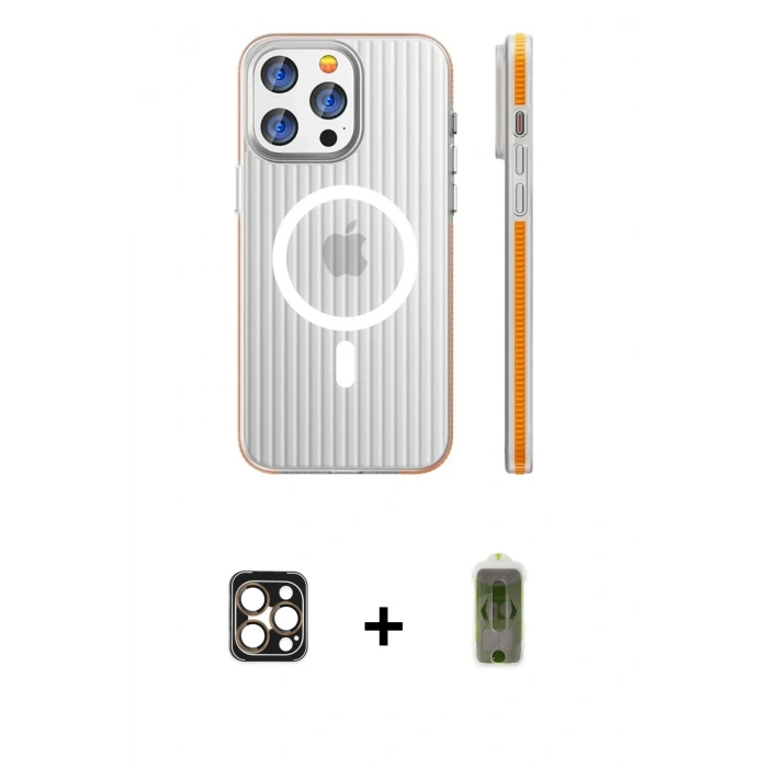 MARSİLYAN™- iPhone 16 Pro Max Kılıf Pusula Minimal Koleksiyonu - Siyah Joko Magic 5D Hayalet Cam + PVD Metal Kamera Lens - GD