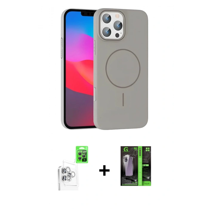 MARSİLYAN™- iPhone 16 Pro Max Kılıf Siluet Doku Özel Seri - Şeffaf 360 Full Body Arka Koruyucu + Beyaz Raze Metal Kamera Lens