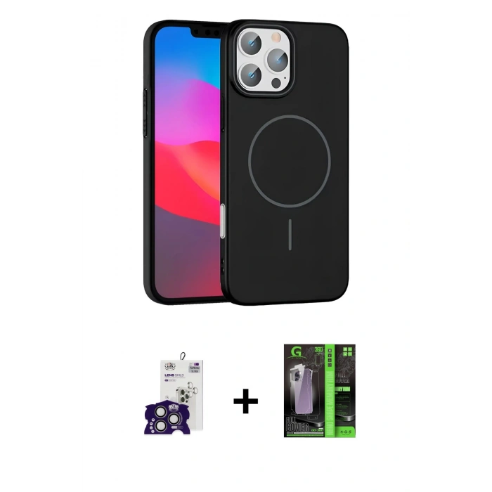 MARSİLYAN™- iPhone 16 Pro Max Kılıf Siluet Doku Özel Seri - Şeffaf 360 Full Body Arka Koruyucu + Bilvis Titan Kamera Lens - TMGI