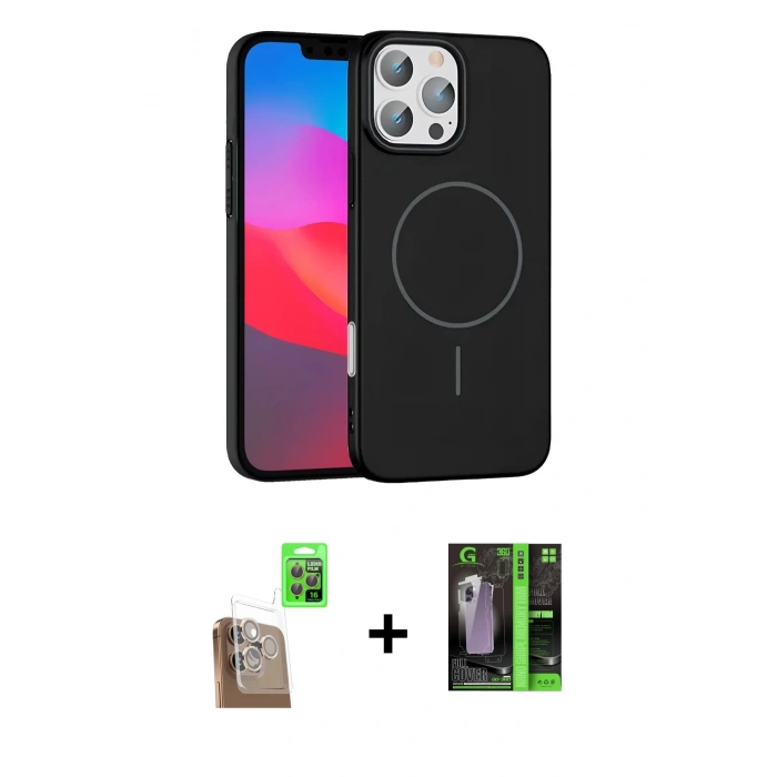 MARSİLYAN™- iPhone 16 Pro Max Kılıf Siluet Doku Özel Seri - Şeffaf 360 Full Body Arka Koruyucu + Raze Metal Kamera Lens - CLTM