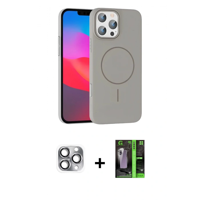 MARSİLYAN™- iPhone 16 Pro Max Kılıf Siluet Doku Özel Seri - Şeffaf 360 Full Body Arka Koruyucu + Pers Alüminyum Kamera Lens - GI