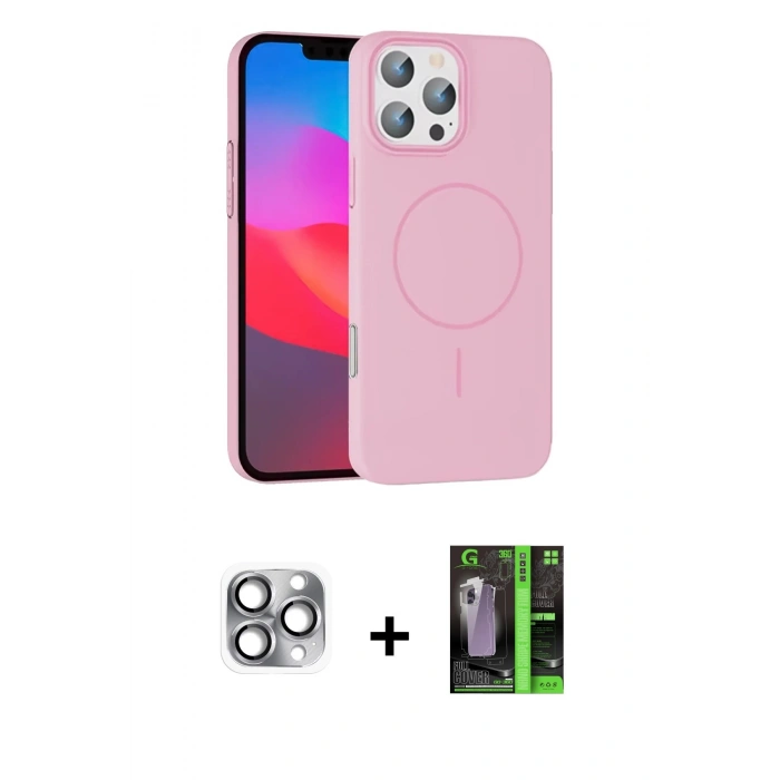 MARSİLYAN™- iPhone 16 Pro Max Kılıf Siluet Doku Özel Seri - Şeffaf 360 Full Body Arka Koruyucu + Pers Alüminyum Kamera Lens - GI