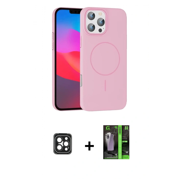MARSİLYAN™- iPhone 16 Pro Max Kılıf Siluet Doku Özel Seri - Şeffaf 360 Full Body Arka Koruyucu + PVD Metal Kamera Lens - SH