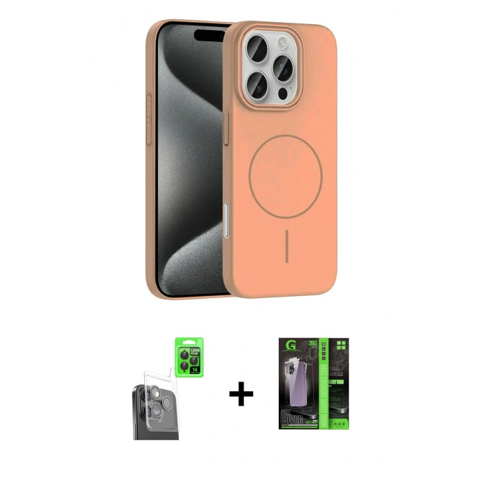 MARSİLYAN™- iPhone 16 Pro Max Kılıf Siluet Doku Özel Seri - Şeffaf 360 Full Body Arka Koruyucu + Raze Metal Kamera Lens - SH