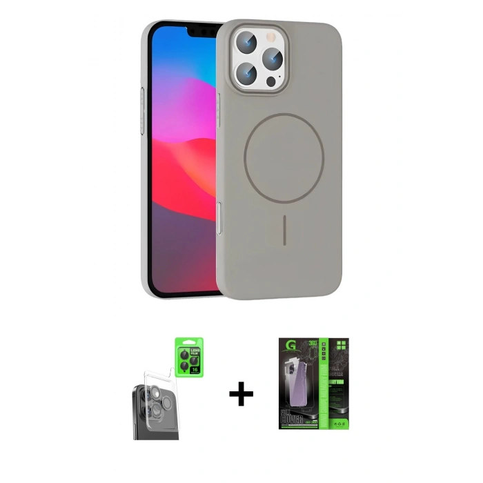 MARSİLYAN™- iPhone 16 Pro Max Kılıf Siluet Doku Özel Seri - Şeffaf 360 Full Body Arka Koruyucu + Raze Metal Kamera Lens - SH