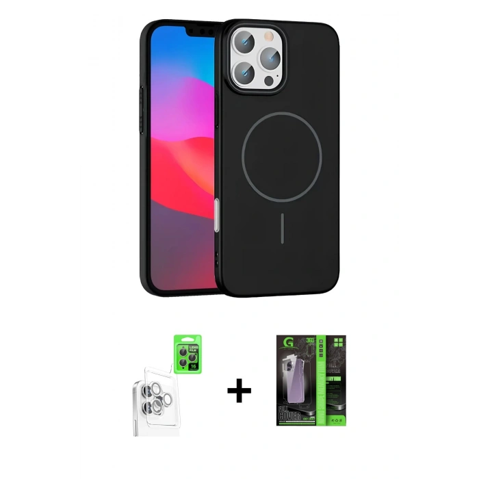 MARSİLYAN™- iPhone 16 Pro Max Kılıf Siluet Doku Özel Seri - Şeffaf 360 Full Body Arka Koruyucu + Raze Metal Kamera Lens - BZ