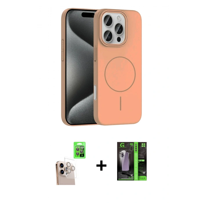 MARSİLYAN™- iPhone 16 Pro Max Kılıf Siluet Doku Özel Seri - Şeffaf 360 Full Body Arka Koruyucu + Raze Metal Kamera Lens - NLGY