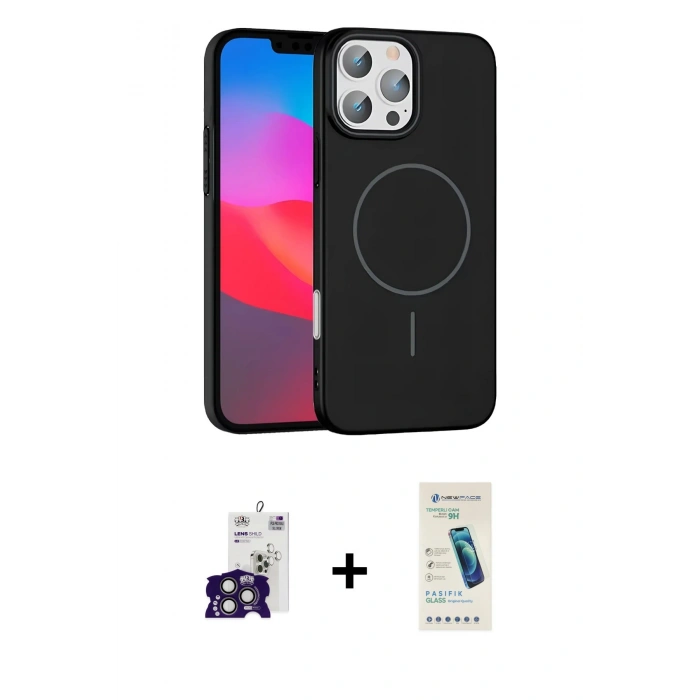 MARSİLYAN™- iPhone 16 Pro Max Kılıf Siluet Doku Özel Seri - Şeffaf Pasifik Cam Ekran Koruyucu + Bilvis Titan Kamera Lens - TMGI