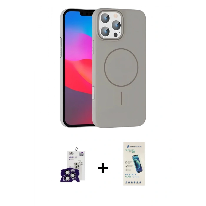 MARSİLYAN™- iPhone 16 Pro Max Kılıf Siluet Doku Özel Seri - Şeffaf Pasifik Cam Ekran Koruyucu + Bilvis Titan Kamera Lens - TMGI