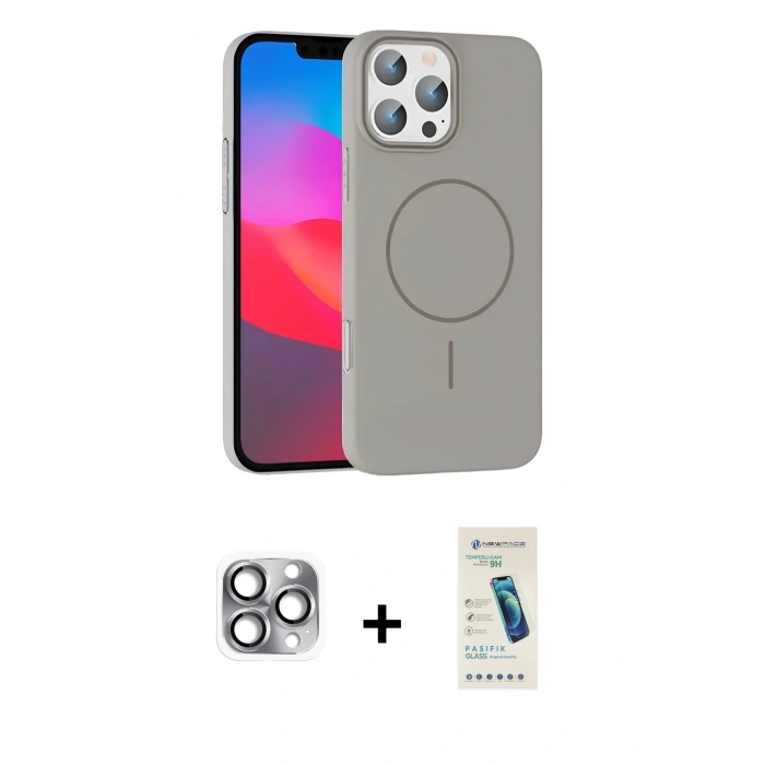 MARSİLYAN™- iPhone 16 Pro Max Kılıf Siluet Doku Özel Seri - Şeffaf Pasifik Cam Ekran Koruyucu + Pers Alüminyum Kamera Lens - GI