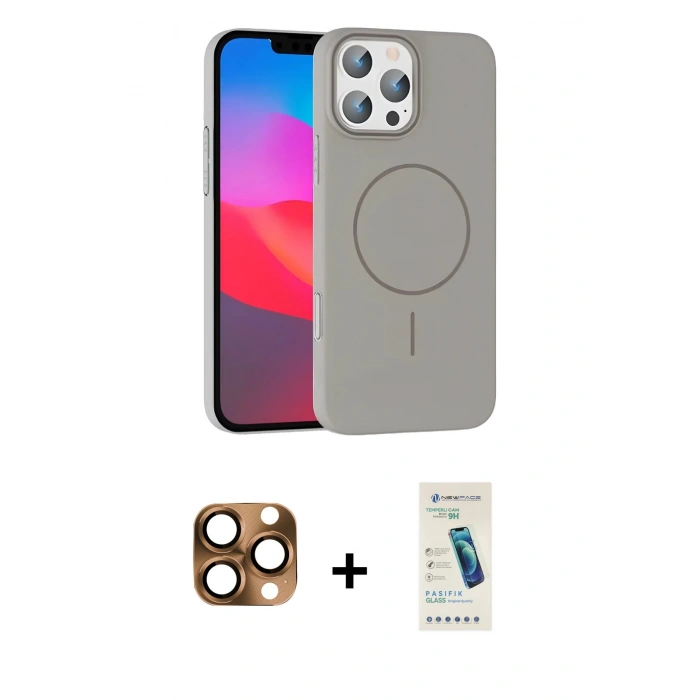 MARSİLYAN™- iPhone 16 Pro Max Kılıf Siluet Doku Özel Seri - Şeffaf Pasifik Cam Ekran Koruyucu + Pers Alüminyum Kamera Lens - CLTM