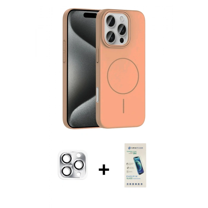 MARSİLYAN™- iPhone 16 Pro Max Kılıf Siluet Doku Özel Seri - Şeffaf Pasifik Cam Ekran Koruyucu + Pers Alüminyum Kamera Lens - GS