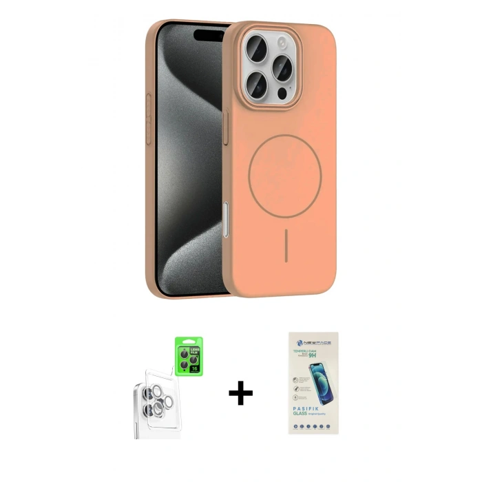 MARSİLYAN™- iPhone 16 Pro Max Kılıf Siluet Doku Özel Seri - Şeffaf Pasifik Cam Ekran Koruyucu + Raze Metal Kamera Lens - BZ