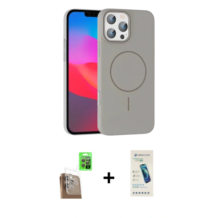 MARSİLYAN™- iPhone 16 Pro Max Kılıf Siluet Doku Özel Seri - Şeffaf Pasifik Cam Ekran Koruyucu + Raze Metal Kamera Lens - CLTM
