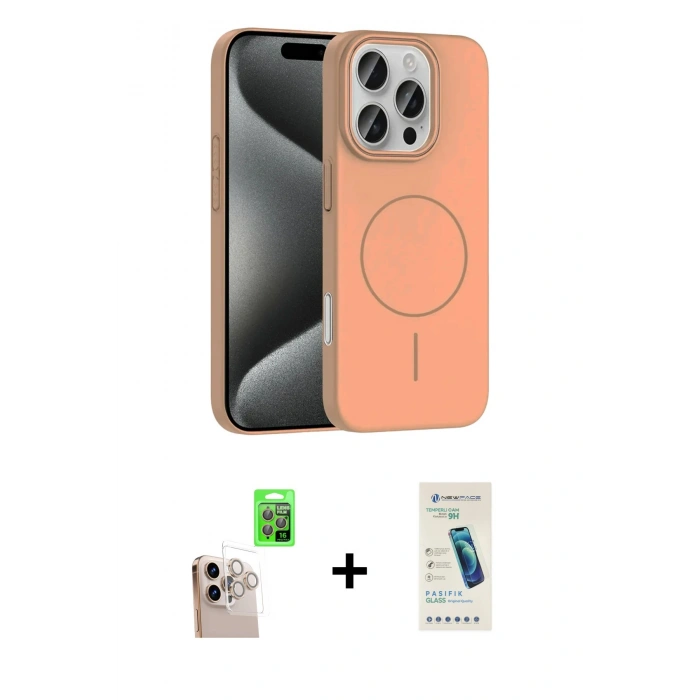MARSİLYAN™- iPhone 16 Pro Max Kılıf Siluet Doku Özel Seri - Şeffaf Pasifik Cam Ekran Koruyucu + Raze Metal Kamera Lens - NLGY