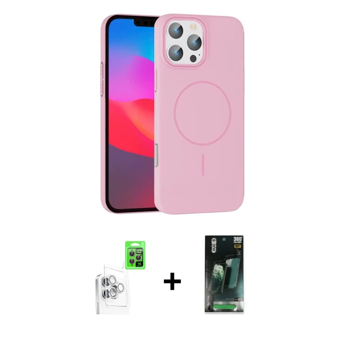 MARSİLYAN™- iPhone 16 Pro Max Kılıf Siluet Doku Özel Seri - Siyah 360 Mat Full Body Arka Koruyucu + Beyaz Raze Metal Kamera Lens