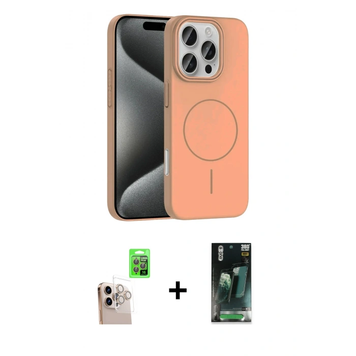 MARSİLYAN™- iPhone 16 Pro Max Kılıf Siluet Doku Özel Seri - Siyah 360 Mat Full Body Arka Koruyucu + Raze Metal Kamera Lens - NLGY