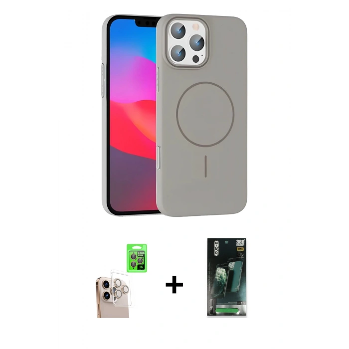 MARSİLYAN™- iPhone 16 Pro Max Kılıf Siluet Doku Özel Seri - Siyah 360 Mat Full Body Arka Koruyucu + Raze Metal Kamera Lens - NLGY