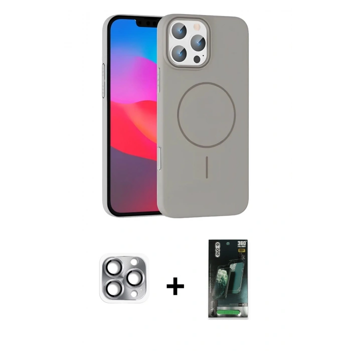 MARSİLYAN™- iPhone 16 Pro Max Kılıf Siluet Doku Özel Seri - Siyah 360 Mat Full Body Arka Koruyucu + Pers Alüminyum Kamera Lens - GI